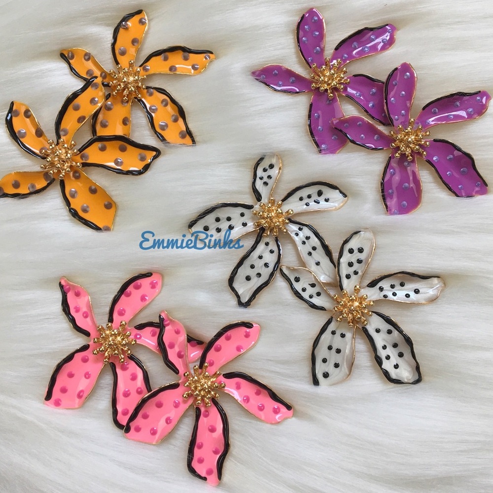 ✨3for$38 New Zara Enamel Floral Earrings ~ Floreat Statement Earrings - Picture 14 of 16